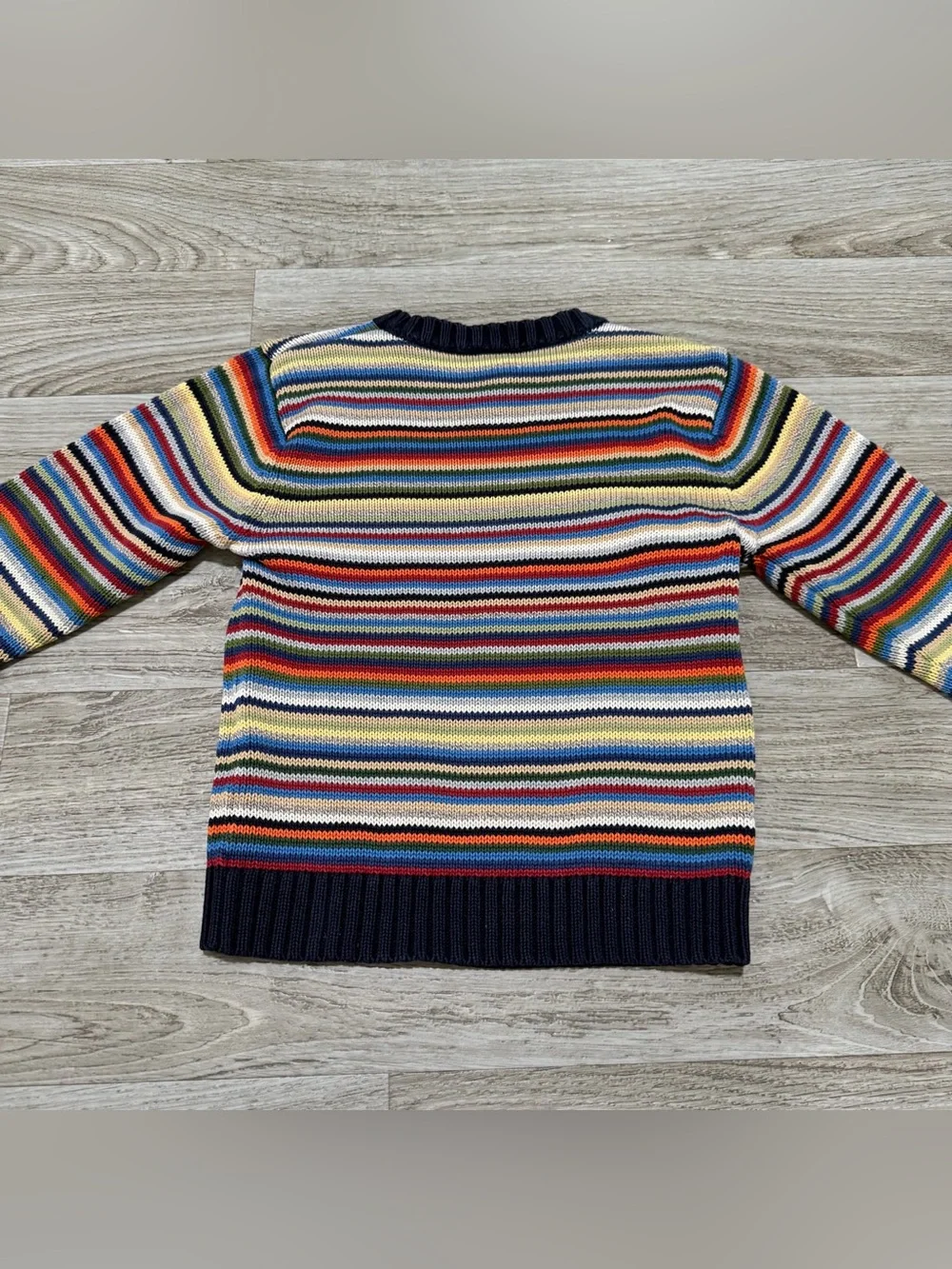 GAP Kids Striped Knit Sweater Multicolor Crewneck Navy Trim Size XS/4